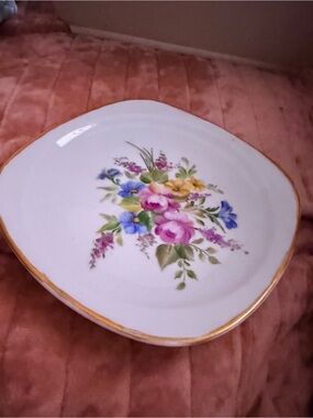 Vintage Schönwald Germany Floral Porcelain Dish Gold Trim